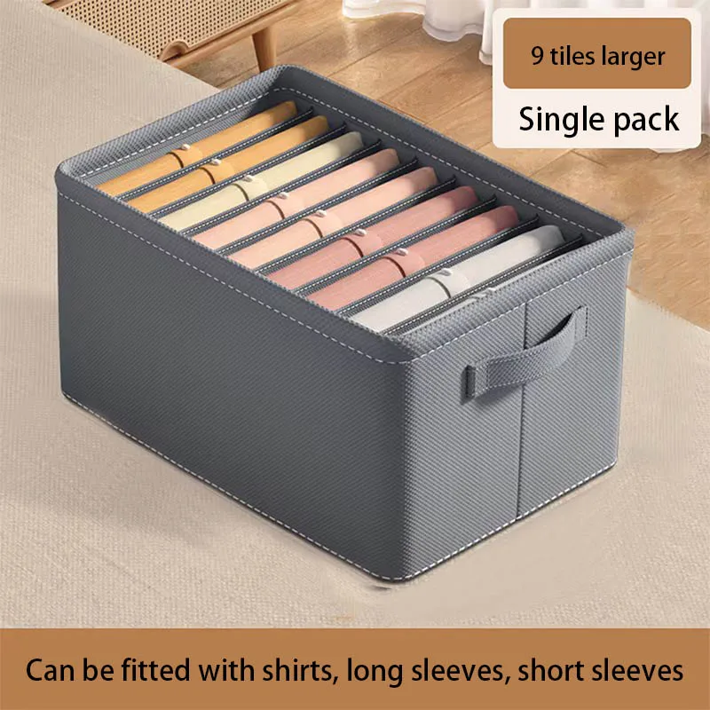 Jeans Organizing Box Wardrobe Clothes Organizer 6/7/9 Compartments Stackable Layered Clothing Storage Box for Closet Shelf