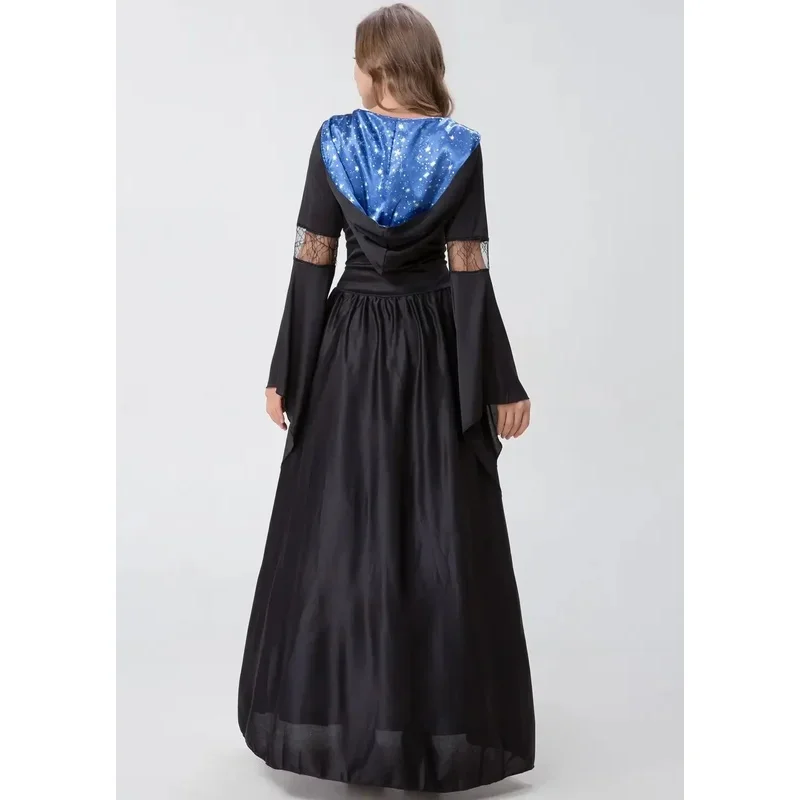 Costume da travestimento operato da strega nera per adulti, demone cosplay di Halloween