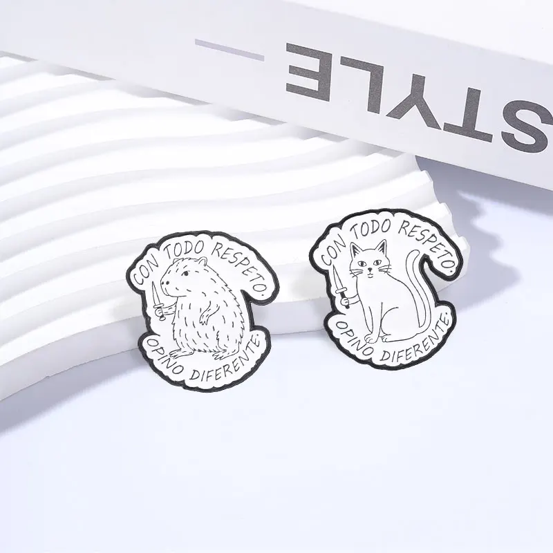 2pcs/set Classic Mexican Animation Opossum Enamel Pin Cute Anime Angel Bunny Cat Bear Incentive Sticky Notes Pillow Brooch Badge view 6