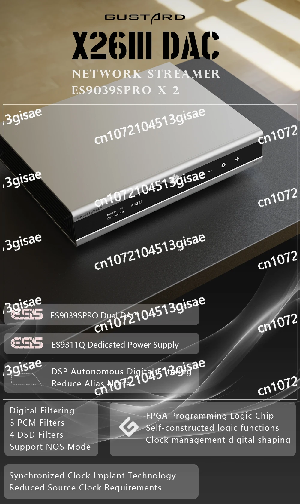 Media Decoder, Digital Streaming Format (DSD512) PCM768 MQA with Remote Control Function DAC-X26 III