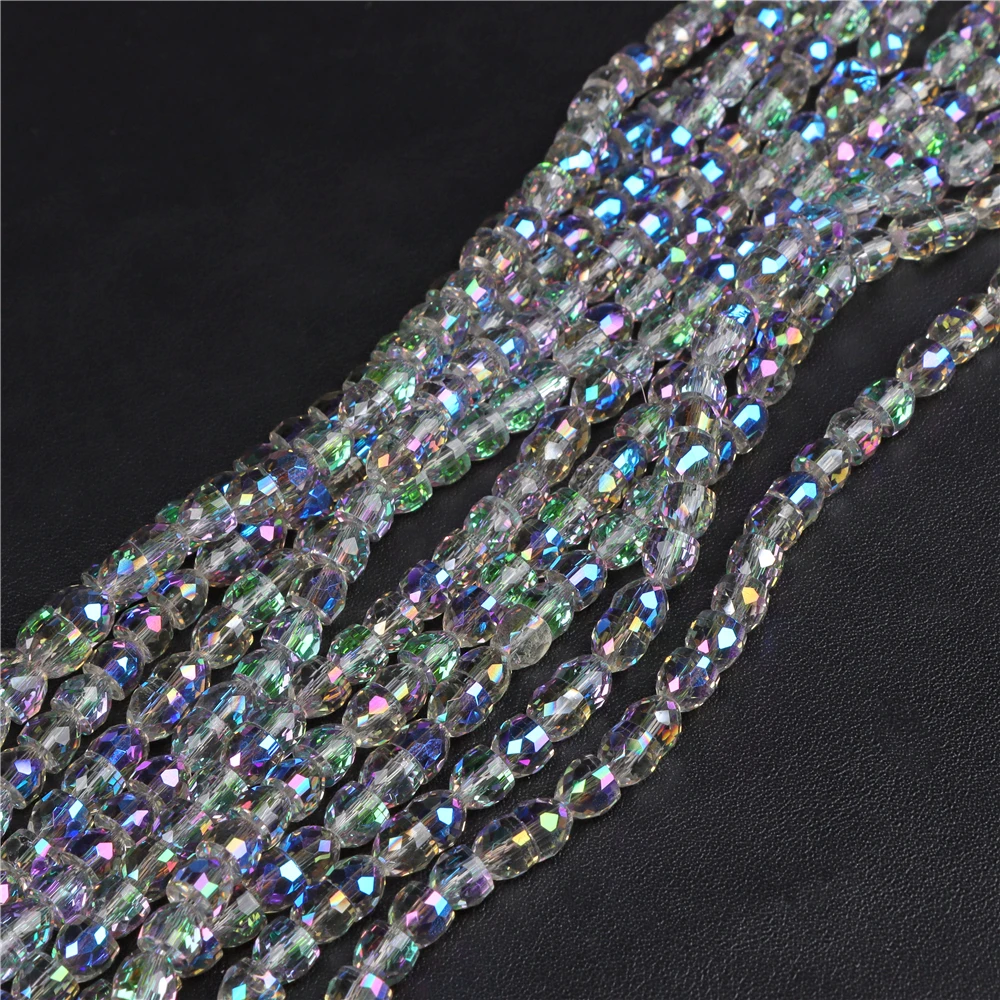 Faceted Semi-Ellipse Beads Shiny Austrian Crystal Beads Czech Glass Beads for Jewelry Making Bracelet Handwork Accessories 6MM