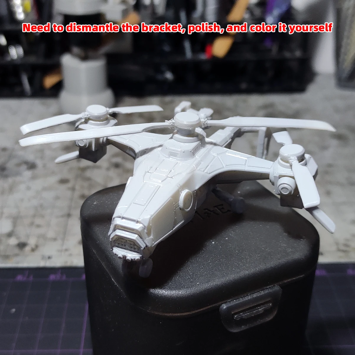 1/72 Modellbausatz 3D Harz Miniatur Diorama Gebäude Unbemalter Sci-Fi Hubschrauber DIY – Detail 5