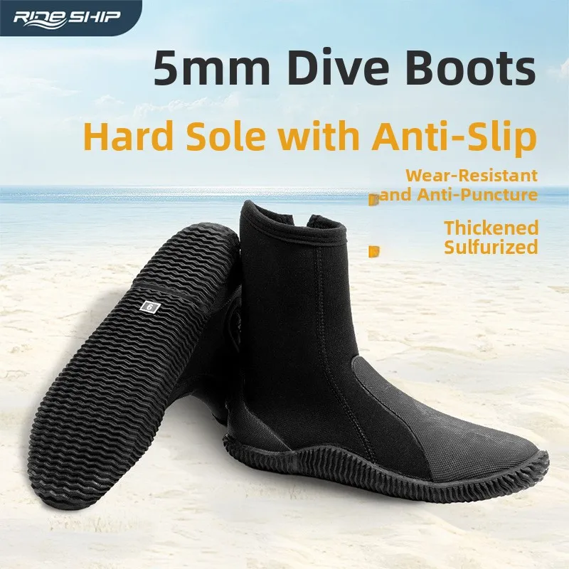 chaussures-de-plongee-montantes-bottes-de-plongee-thermiques-pour-la-plage-antiderapantes-resistantes-aux-coupures-pour-le-snorkeling-respirantes-pour-la-randonnee-l'escalade-en-riviere-noires
