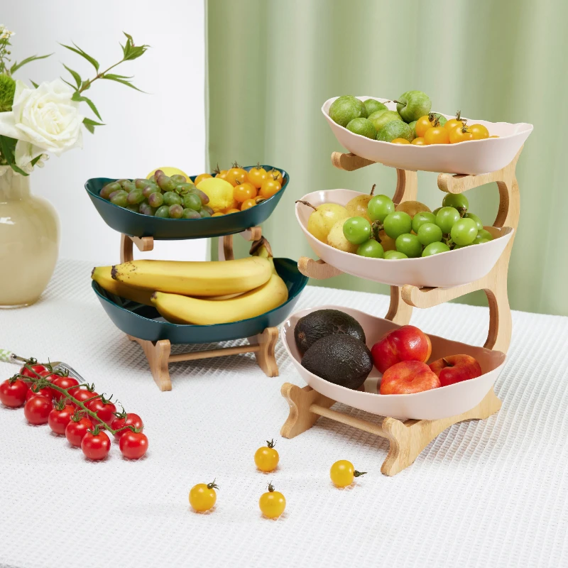 

Living Room Plastic Storage Container Three-layer fruit Bowl Garden Snack Kitchen fruit dishes Afternoon-tea Cake Basket Dishes