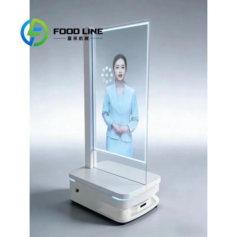 Transparent OLED Advertising Robot Commercial Digital Interactive Transparent OLED Advertising Robot For Supermarket Shopping