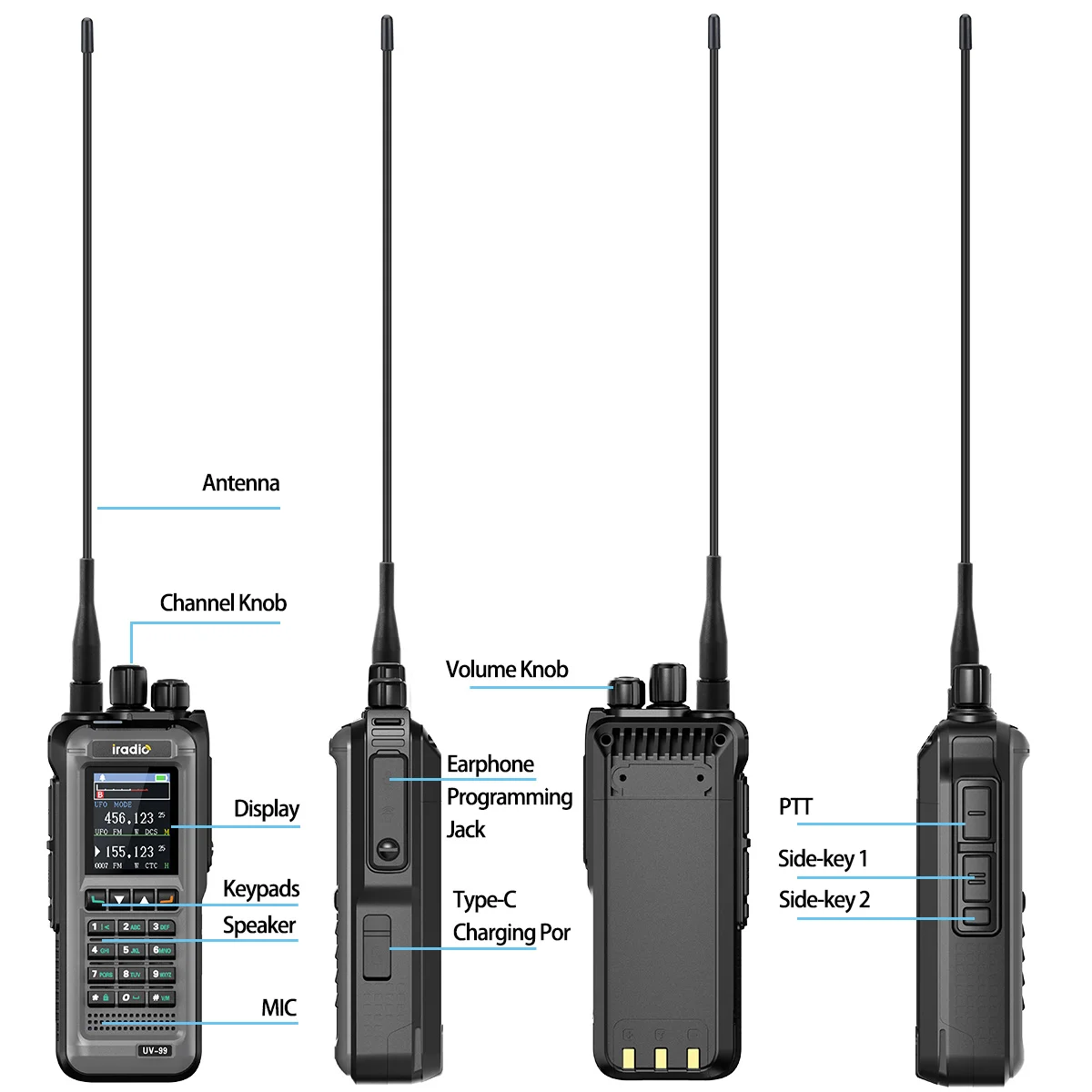 Iradio UV-99 mutli band walkie talkie 20w de alta potência am fm 1024ch noaa dtmf frequência de cópia sem fio tipo-c rádio amador de longo alcance