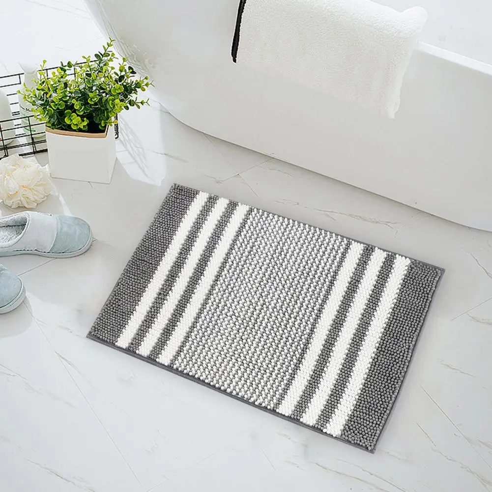 Kitchen Floor Mat Super Absorbent Bathroom Rug with Non-slip Striped Design Extra-soft Toilet Bath Mat Entry Door for Room