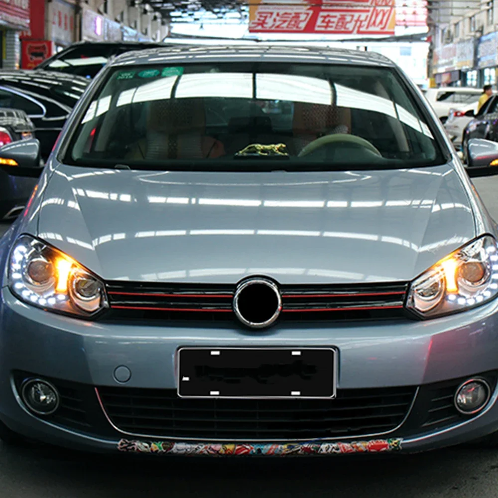 

Автомобильные передние фонари для VW Golf 6 2009-2012, светодиодные автомобильные фары в сборе, обновление R20, аксессуары для линз проектора в стиле Bead Beam