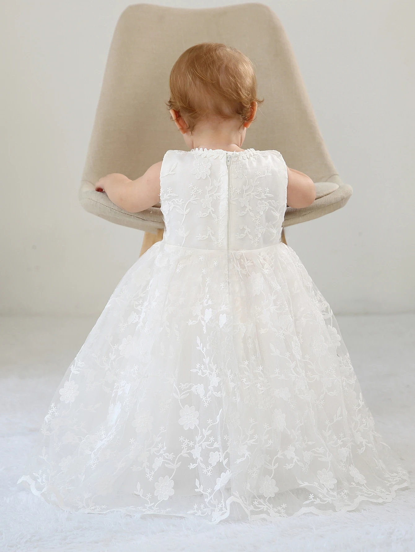 Lace Communion Dress Baby Girl Flower Christening Baptism Dress Formal Party Special Occasion Dresses for Toddler 6Month