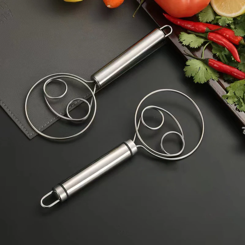 

1Pc Stainless Steel Flour And Noodle Maker Coil Stirrer Manual Dough Tool Mixer And Powder Rod