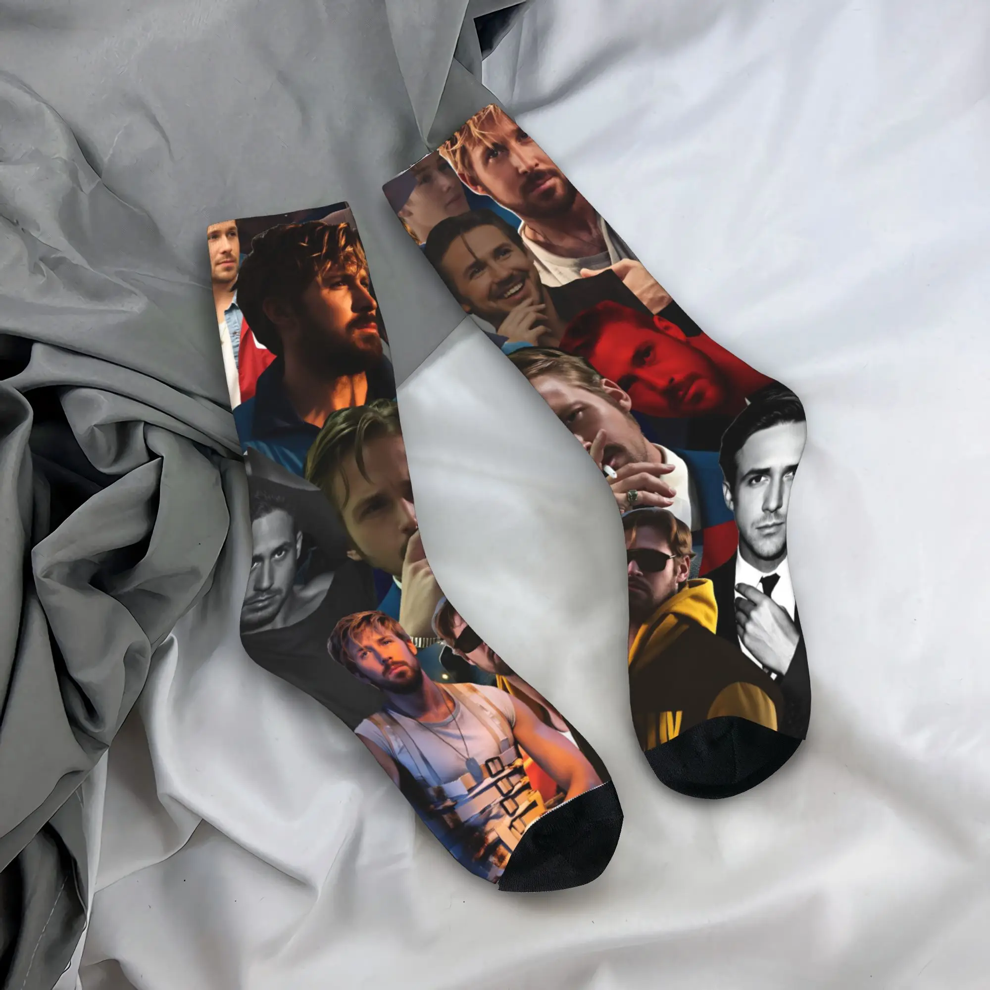 

Носки с колажем Райана Гослинга, узорчатые, нескользящие, для женщин и мужчин, качественные весенние забавные носки для скалолазания