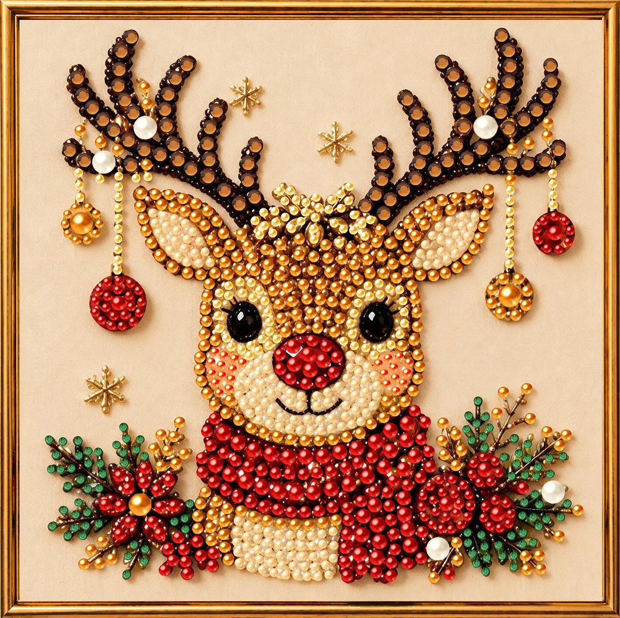 Weihnachts-Perlenmalerei DIY-Set, Weihnachtsmann mit bedrucktem Rand, handgemachtes Diamantmalerei-Dekorationswerk, Weihnachts-Hängedekoration-Bastelset für Erwachsene, einfach zu verwenden und stressabbauend, anfänger – Detail 4