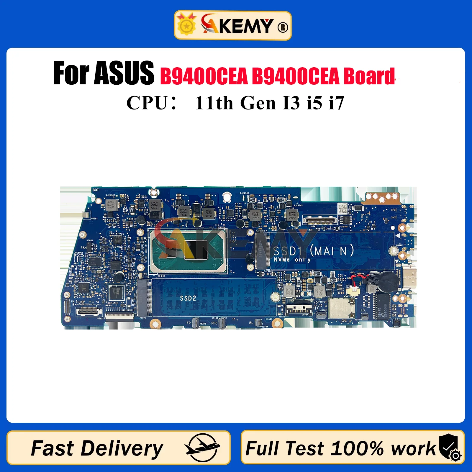 

B9400CEA Laptop Motherboard For ASUS ExpertBook B9400C B9400CEA Notebook Mainboard With 11th Gen I3 i5 i7 tests OK fast shipping