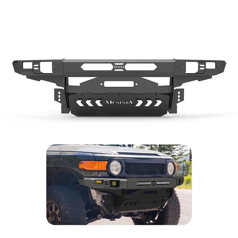 Off-Road Black-Coated Steel Front Bumper (with Skid Plate), Specifically Designed for Toyota FJ Cruiser 2007–2014