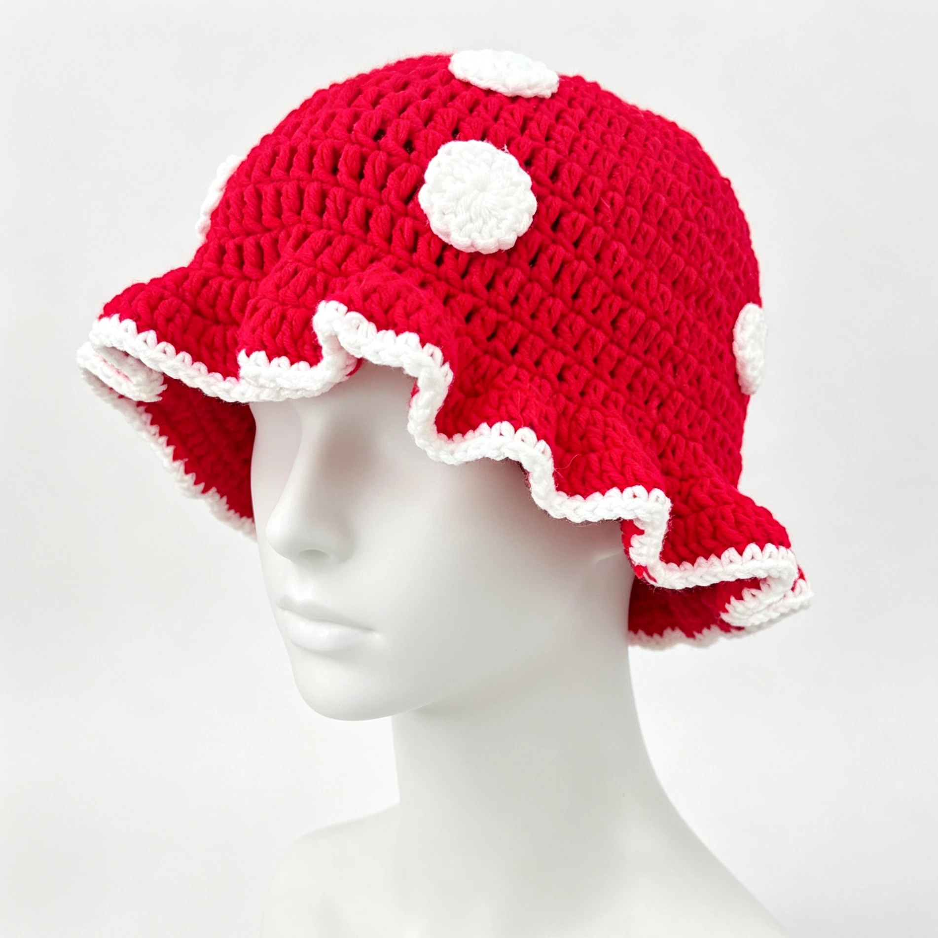 Beanie Winter Hat - Handgefertigter bunter Pilz-Bucket-Hut für Damen, Winter,