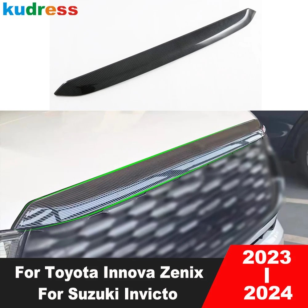 For Toyota Innova Zenix For Suzuki Invicto 2023 2024 Carbon Car Front Hood Engine Cover Trim Upper Grille Strip Accessories