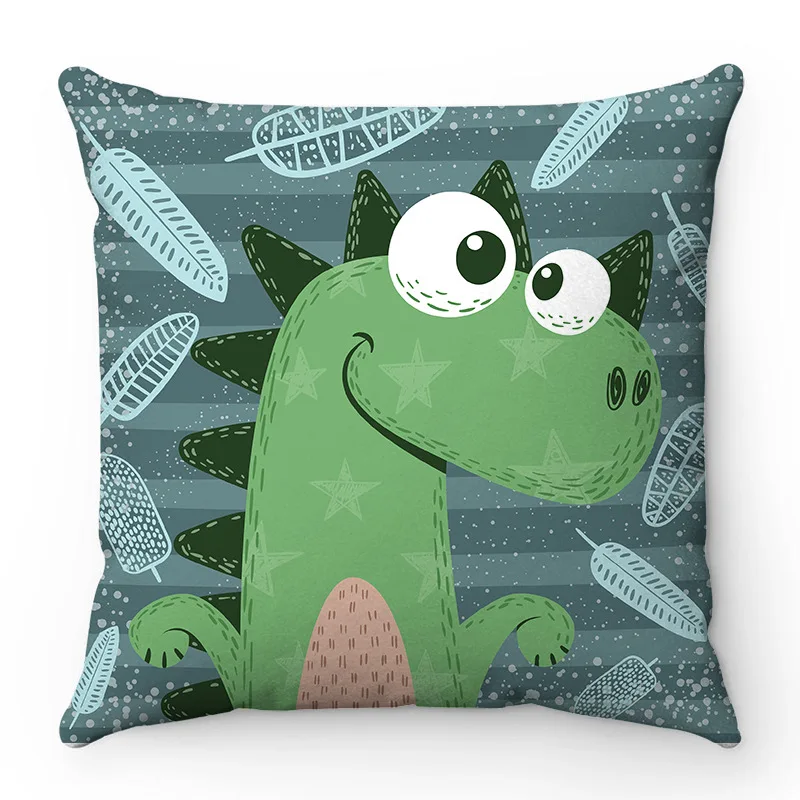 Home Room Gift Sofa Bed Chair Pillowcase Cartoon Dinosaur  Cute  Square