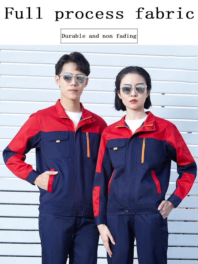 Heavy Duty Construction Work Jumpsuit Thickened Blend Fabric with Reflective Strips Spring Autumn Outdoor Work Coveralls
