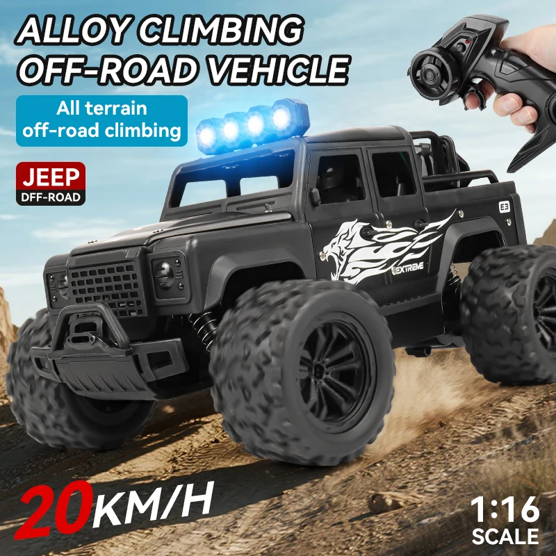 Remote control toy off-road vehicle, all-terrain adaptability, spring shock absorption, easy climbing, LED searchlight