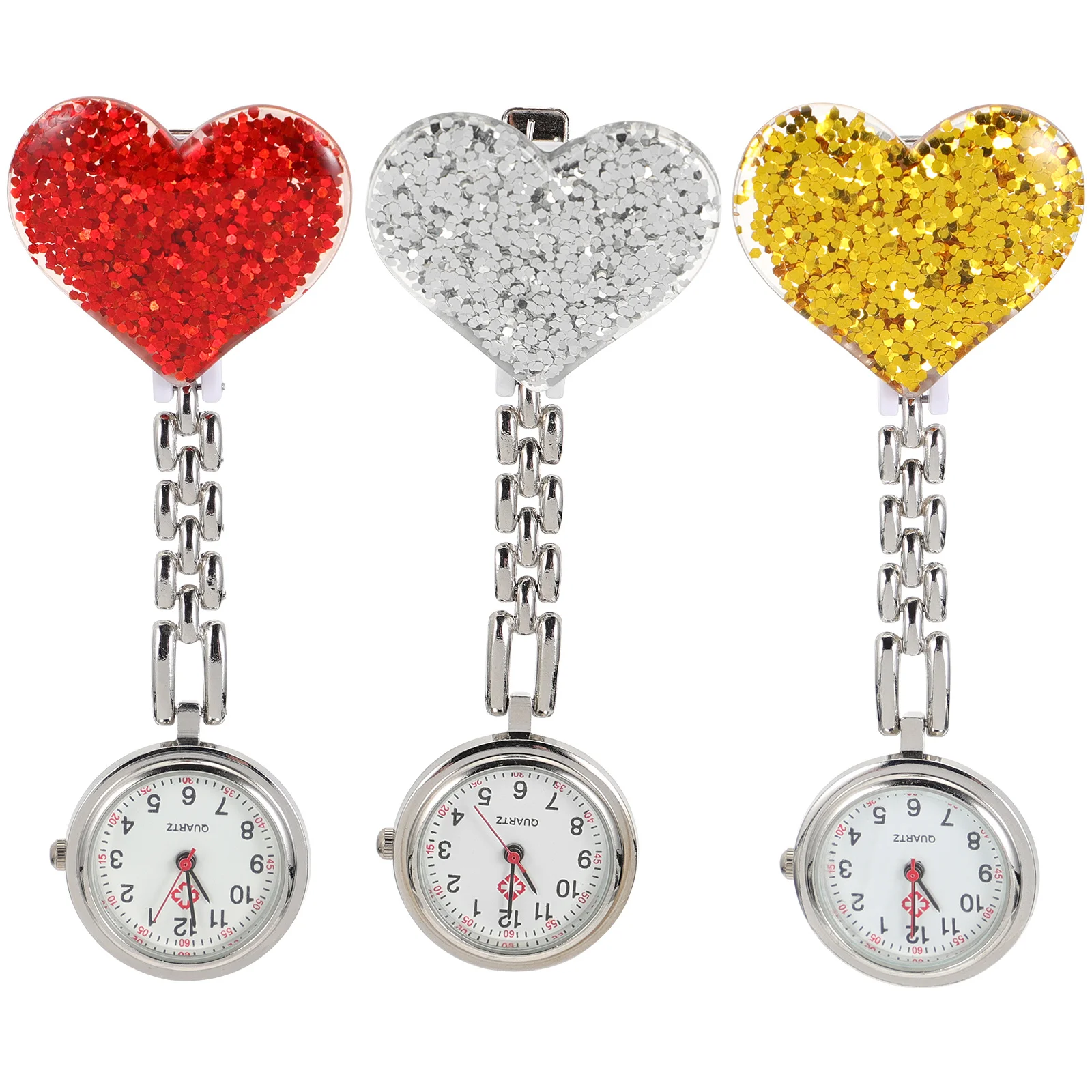3 pezzi orologio da appendere per infermiera cuore clip-on pratico orologio da tasca per infermieri moda elegante regalo orologi da infermiera per le donne