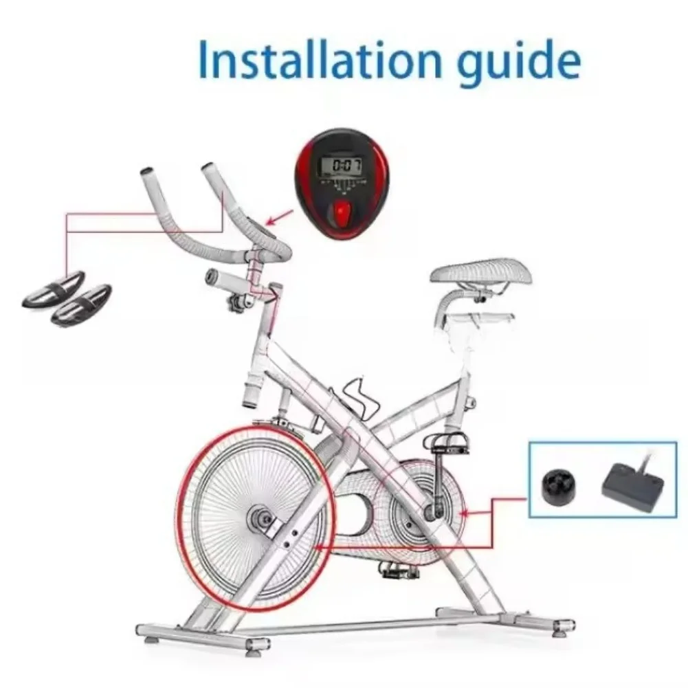 Indoor Cycling Computer with Magnetic Resistance Control Displays Speed Distance Time Calories and Heart Rate on LCD