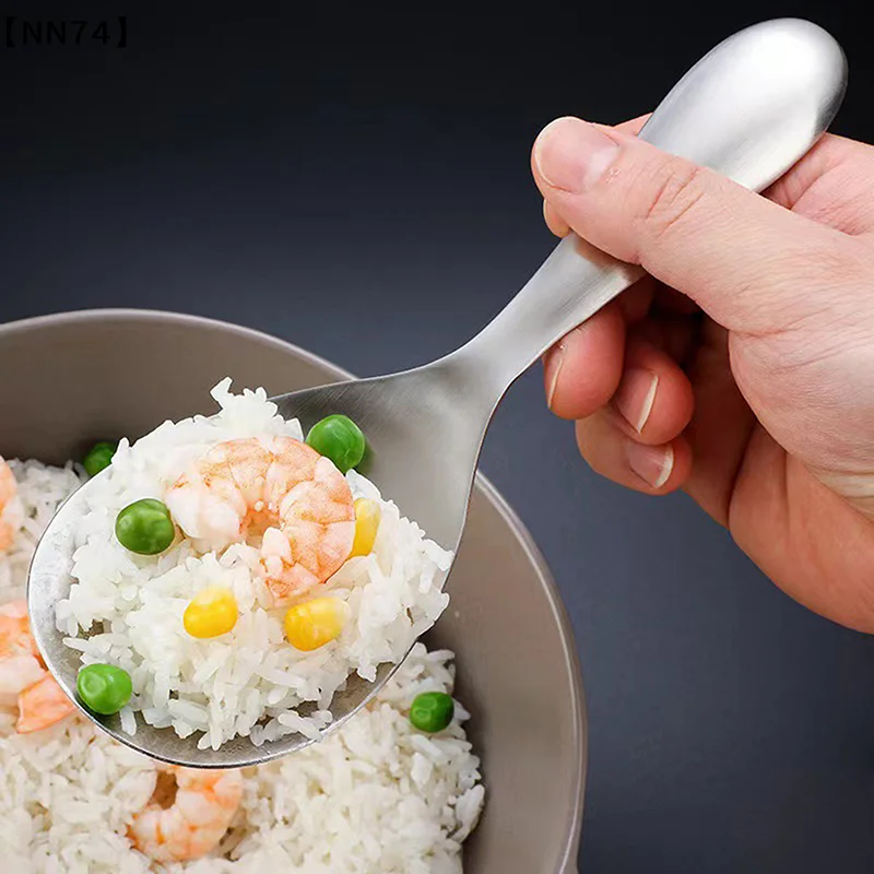 Thicken Stainless Steel  Spoon Japanese Style Long Handle Rice Cooker Spatula Buffet Serving Scoop Kitchen Utensils For Home[J]