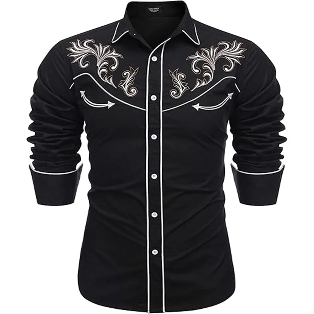 

Мужская винтажная рубашка с длинным рукавом в западном ковбойском стиле, джинсовая рубашка в стиле вестерн с 3D принтом, мужская и женская модная гавайская рубашка, блузка с цветочным принтом