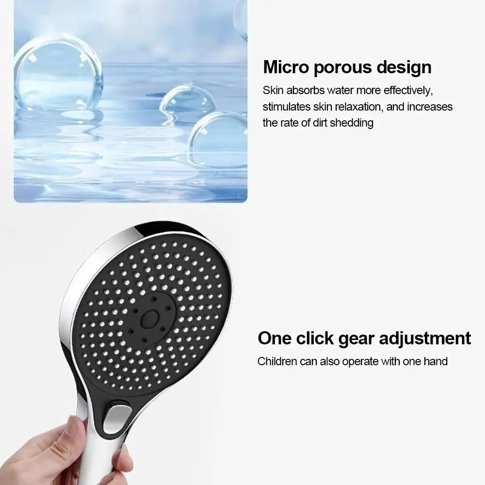 

Plastic Shower Head Large Panel 3 Mode Adjustable Super Powerful Shower Head High-pressure Easy Install Shower Spray Nozzle