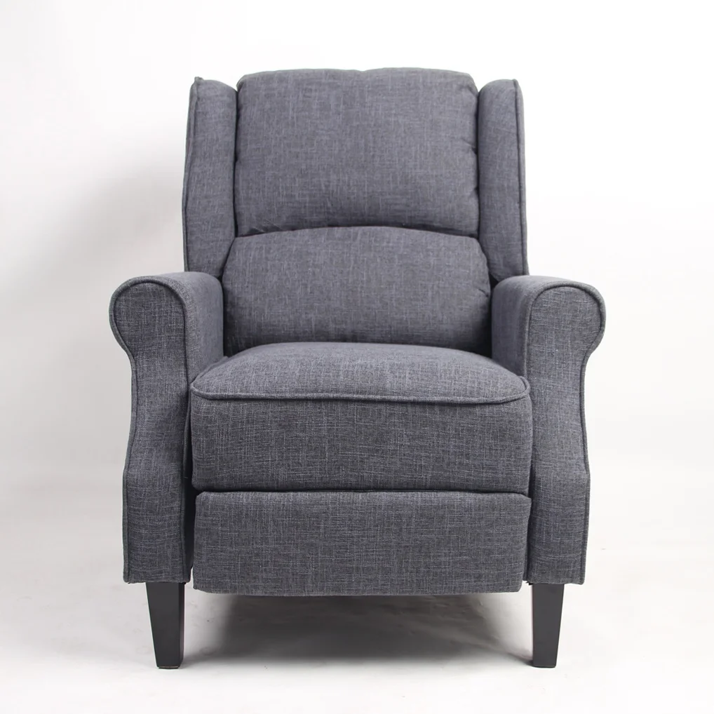 Small Single Tufted Wingback Fabric Covered Push Back Armchair, High Back Accent Upholstered Recliner Sofa