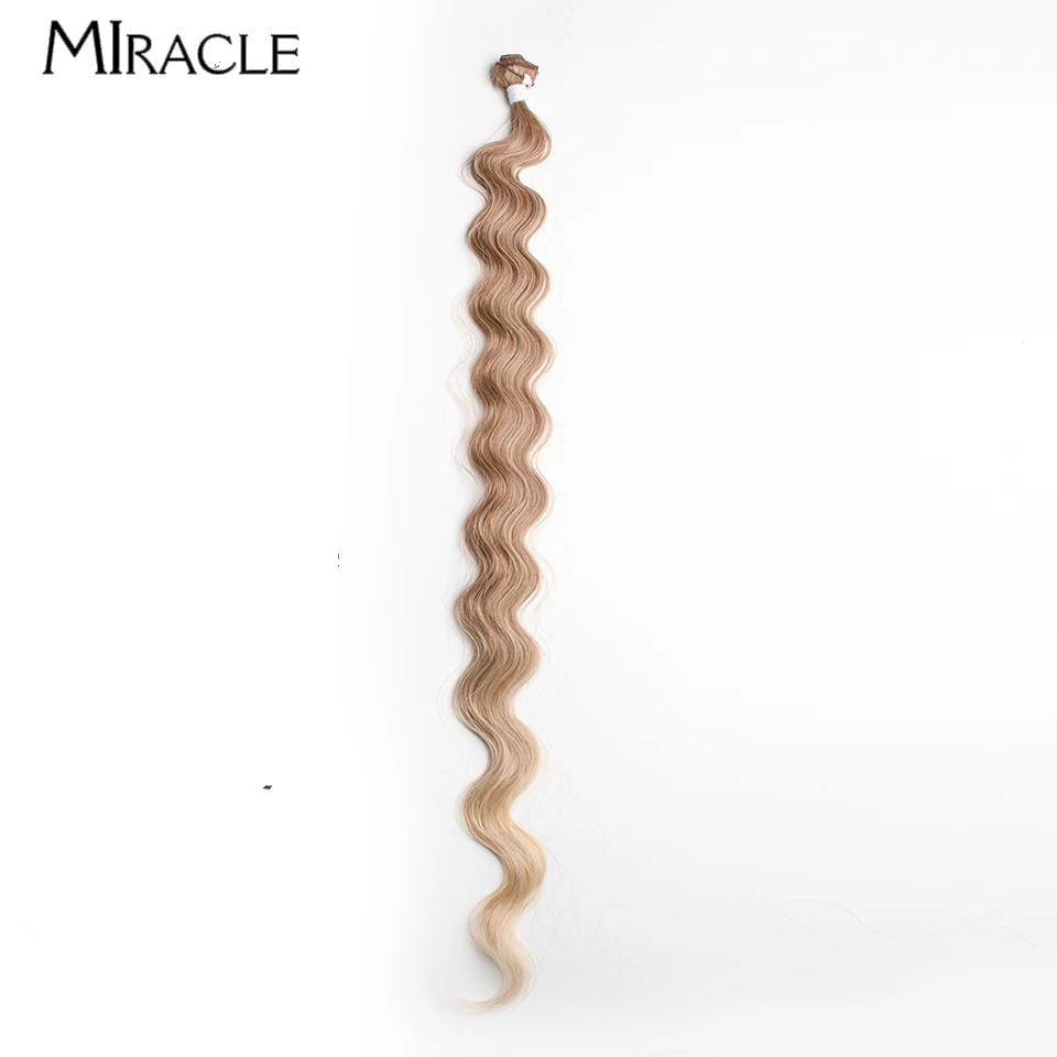 MIRACLE Synthetic Hair Bundles With Closure 36 Inches Body Wave Hair Extensions Ombre Blonde Hair Weaving Hairpiece Weaves