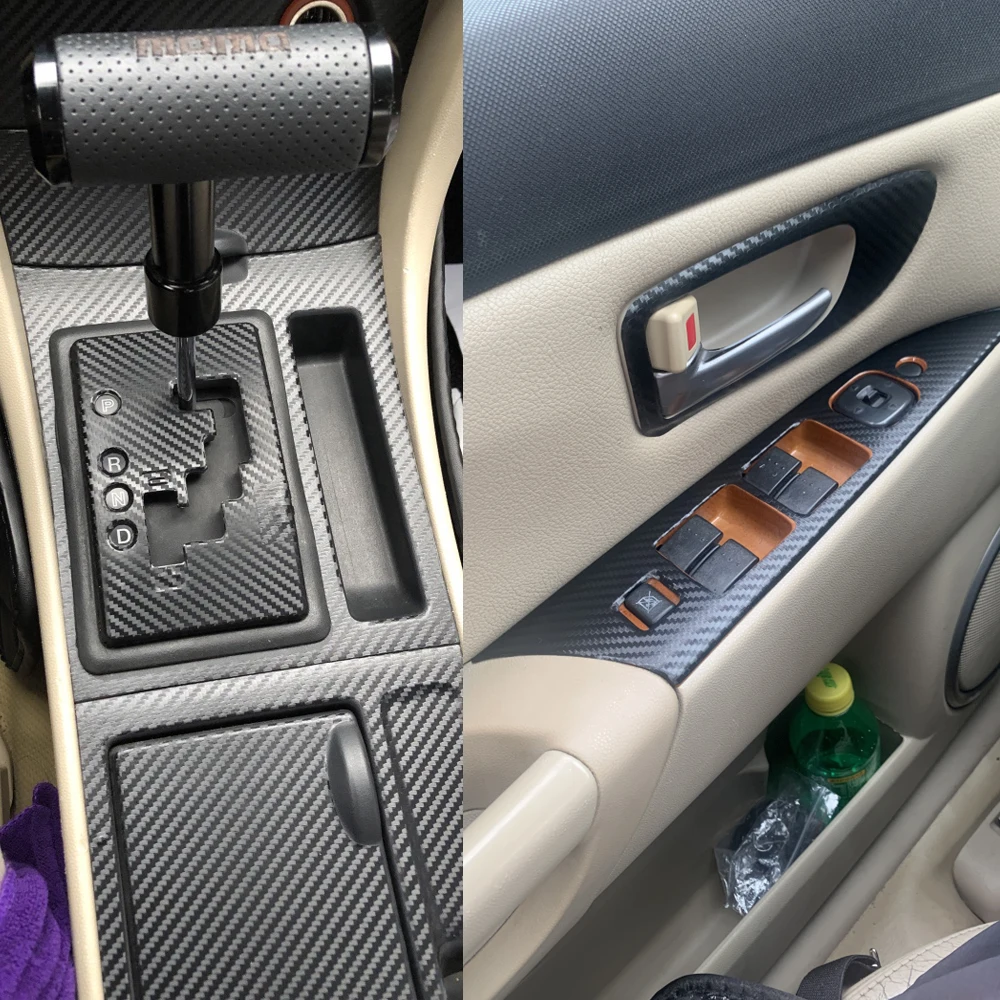 Carbon Fiber Interior car Sticker For Mazda 3 BK 2004-2008 Central Console Gear Shift Panel Door Handle Cover Trim