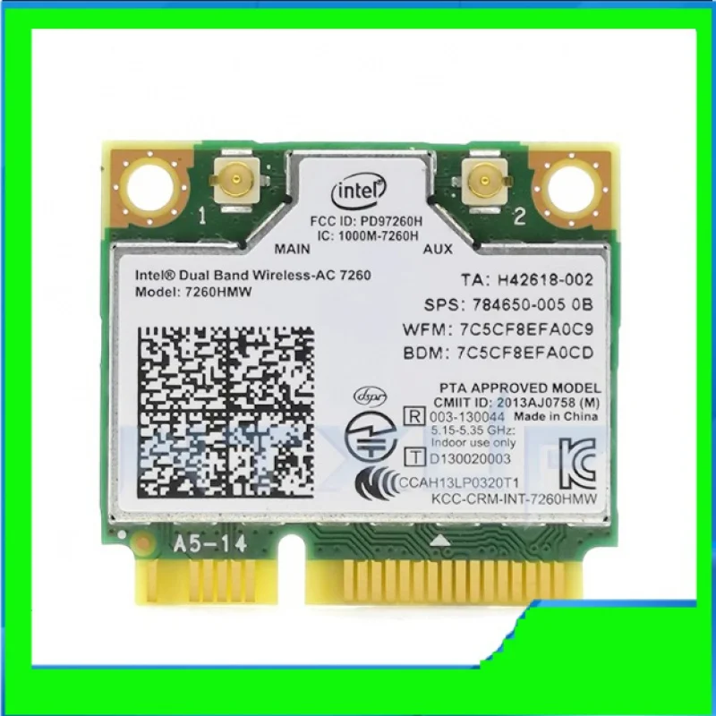 

Inte Dual Band Wireless-AC 7260 7260HMW 802. 11ac 2x2 WiFi BT 4.0 Combo Card For HP ENVY 15 17 Series,784650-005