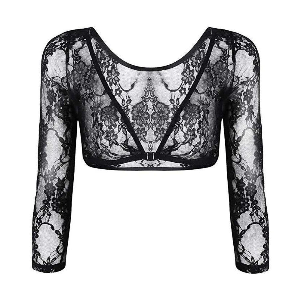 Modern Women's Mesh Lace See Through Crop Tops, Sheer Seamless Shaper Shirt, Perfect for Daily Wear in Multiple Seasons