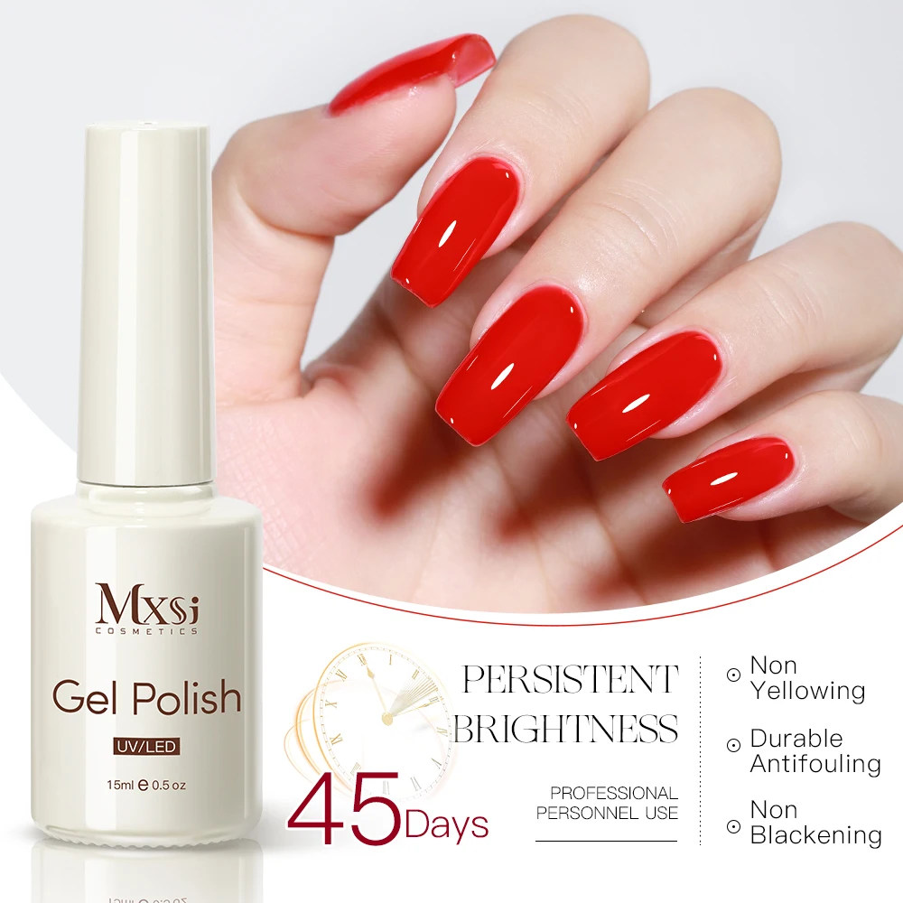 Mxsi 15ML Strong Base Coat Gel No Wipe Top Coat Gel Nail Polish For Semi Permanent UV Varnish Self Leveling Gel French Manicure