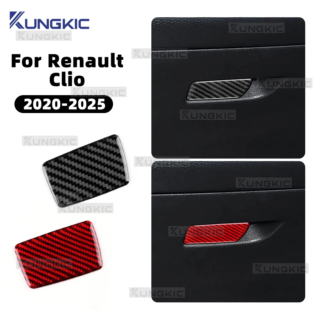 Real Soft Carbon Fiber Sticker For Renault Clio 5 MK5 2020 2021 2022 2023 2024 2025 LHD RHD Car Co-pilot Glove Box Interior Trim