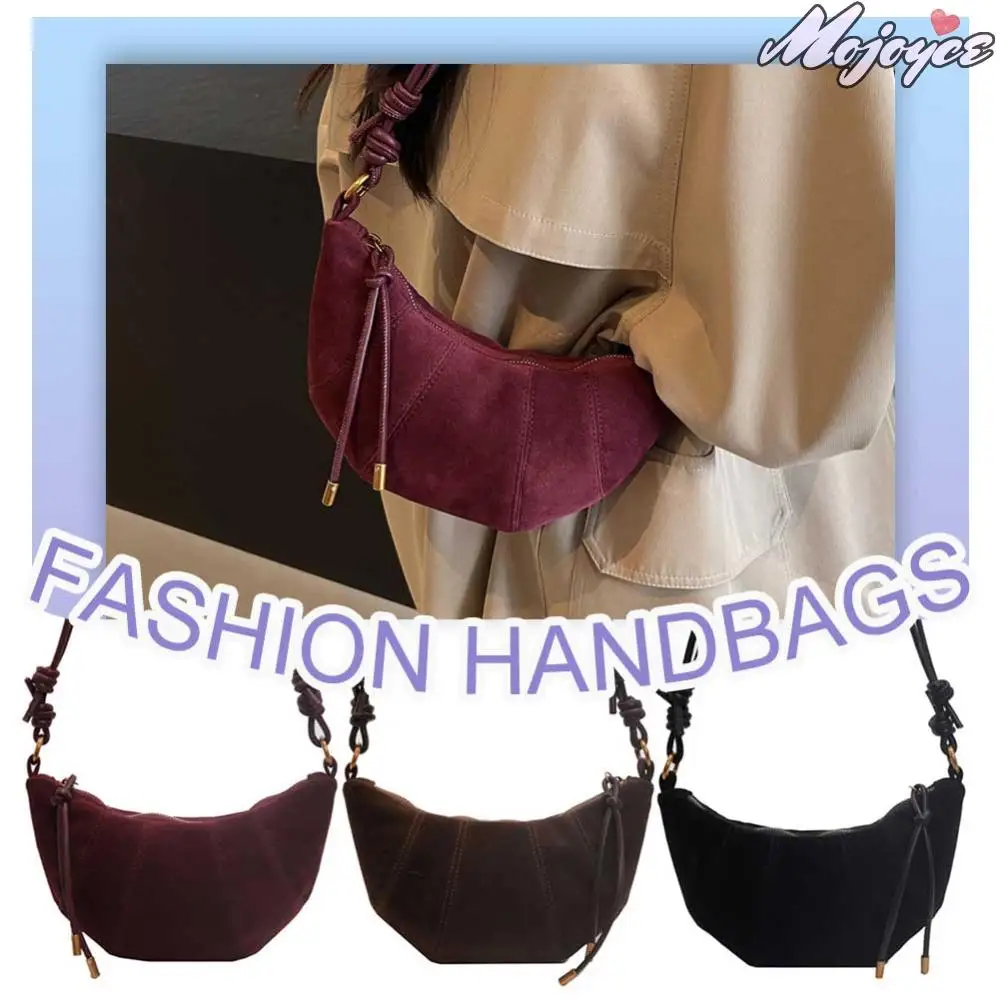 

Shoulder Bag for Women with Inner Pocket Crescent Bag PU Leather Zipper Crossbody Bag Solid Croissant Bag for Work Travel