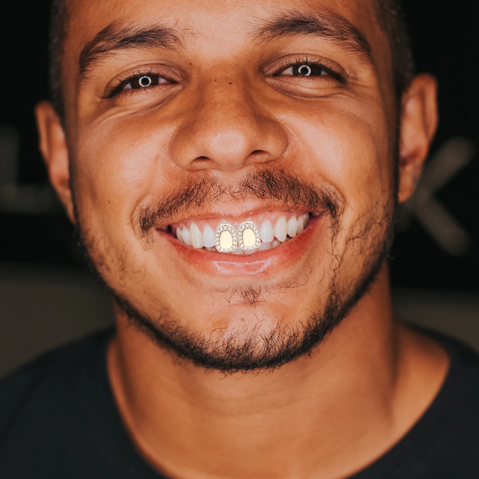 

Halloween Round Grill Grills Teeth Copper Shining Caps Shiny Mouth