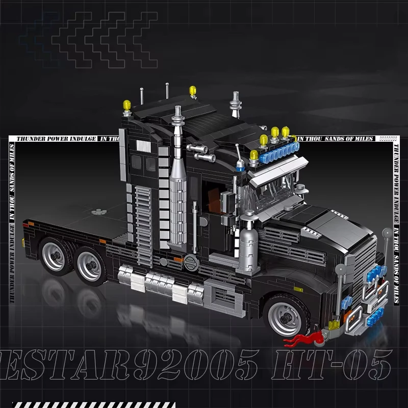 1545pcs MOC Technical Black Heavy Truck Building Blocks Model Vehicle Bricks Toy Set for Boys Perfect Christmas Gift