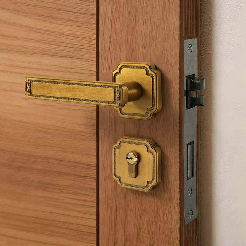 Middle Ancient Style Bedroom Door Minimalist Style Kitchen Bathroom Universal Shape Household Silent Split Door Lock