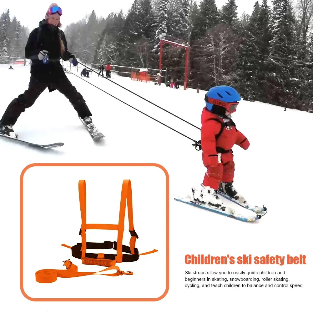 Children Ski Safety Belt with Traction Rope Skiing Shoulder Strap Adjustable for Skating Skiing Skateboarding Use