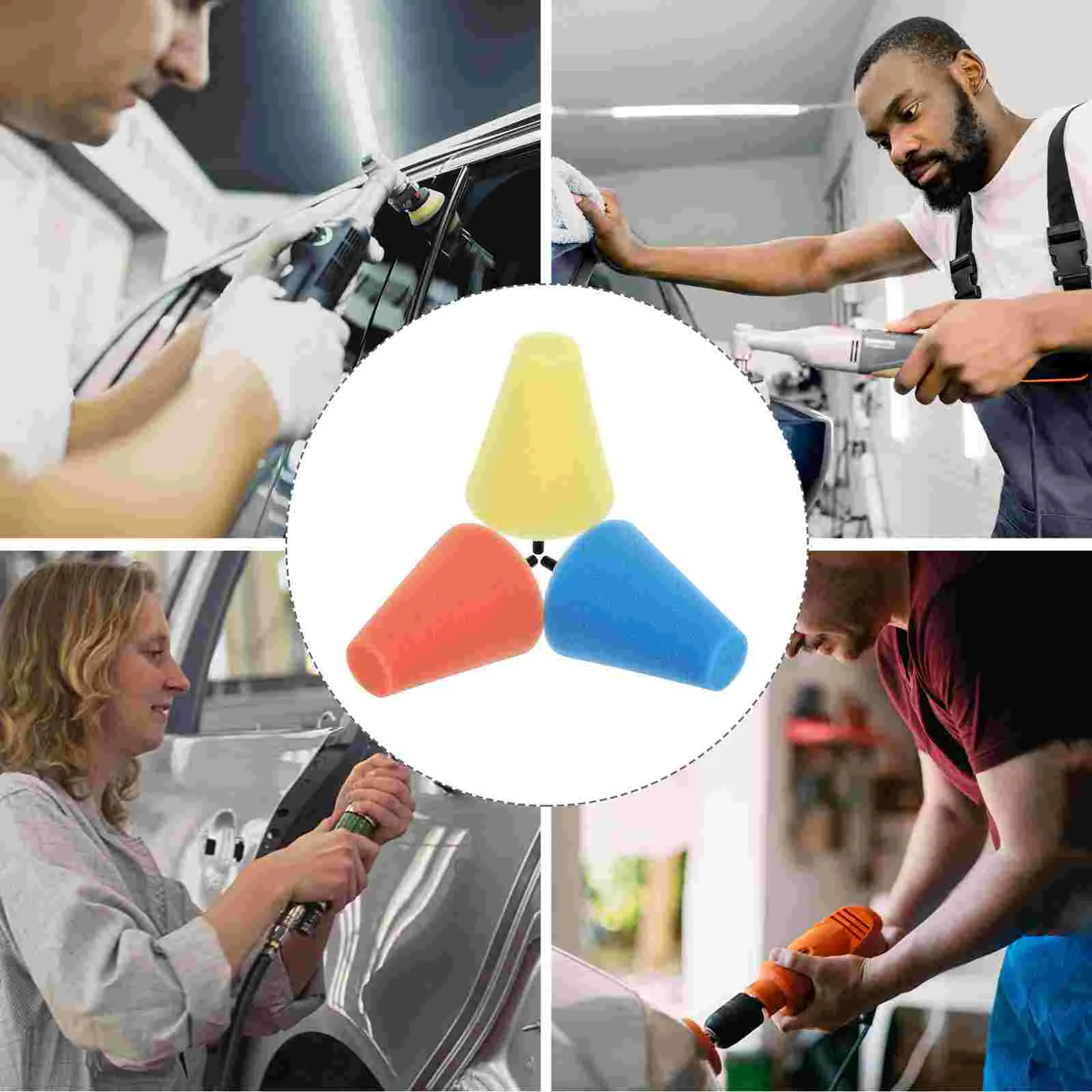 3 Pcs Polishing Wheel Cars Drill Buffing Sponge Pads Cone Accessories Wheels Hub Care Tool Supplies