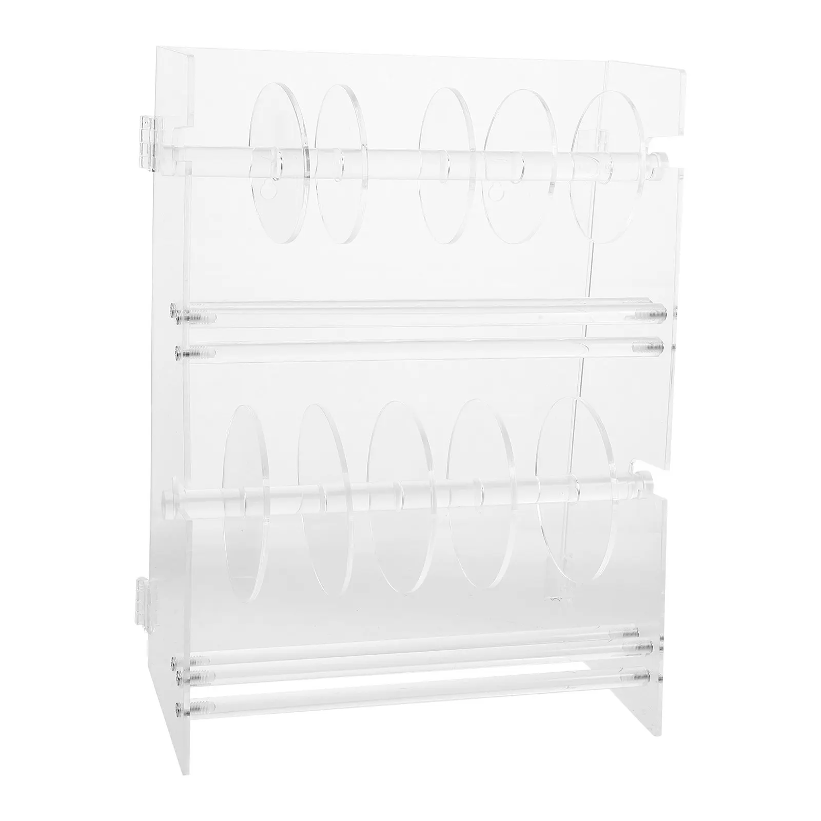 Clear Acrylic Label Dispenser 2 Tier Adjustable Sticker Roll Holder Transparent Label Tape Organizer for Office Classroom Desk
