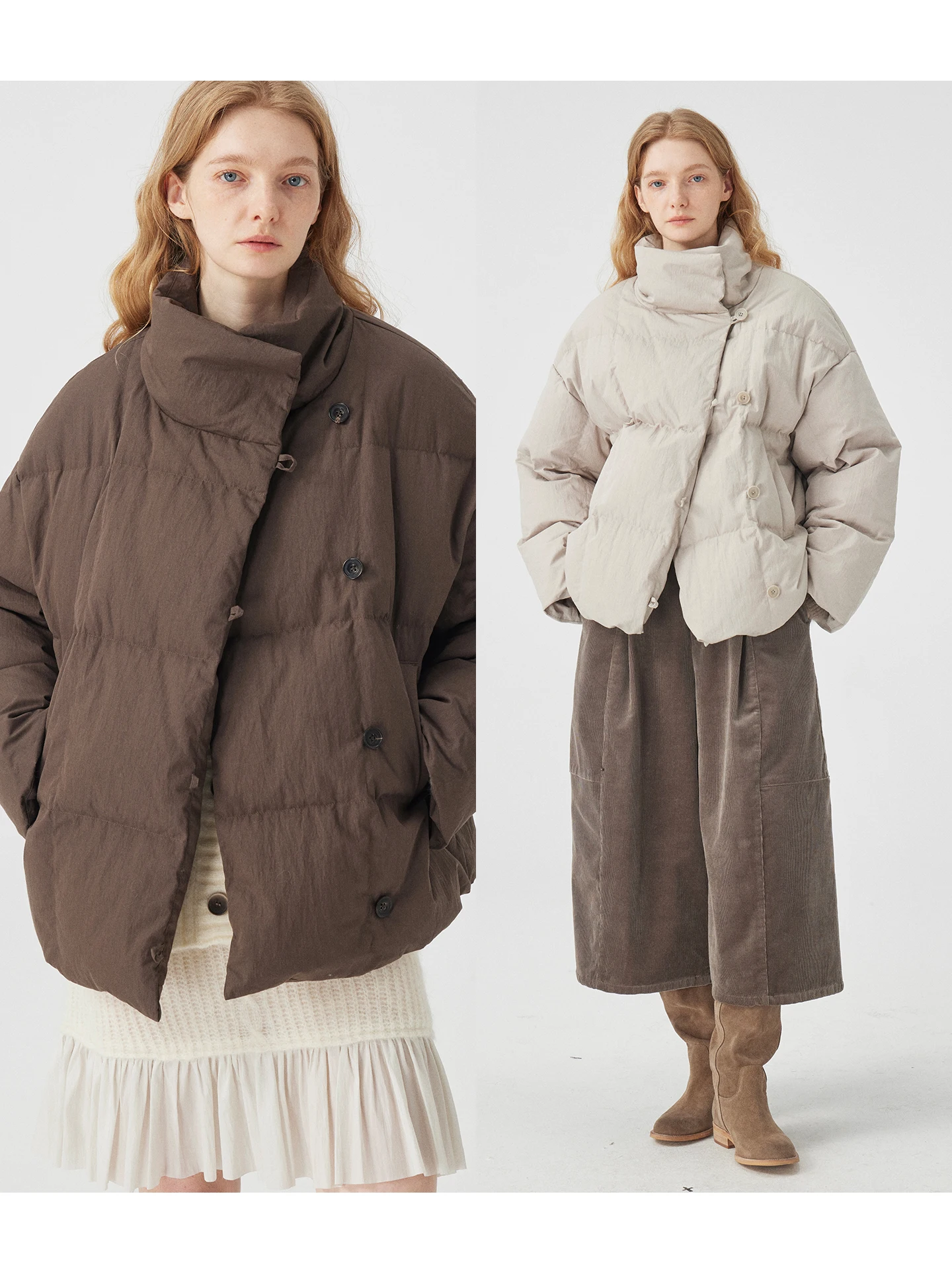 

Casual Sle Goose down Jaet Nylon Cotton Blend Warmth Stand Collar Button Closure ort Length Women's Winter Coat