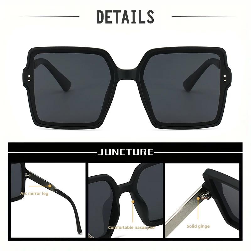 Juncture polarizado feminino óculos de sol oversized quadrado moda óculos de sol para mulher casual estilo festa presente do feriado senhora