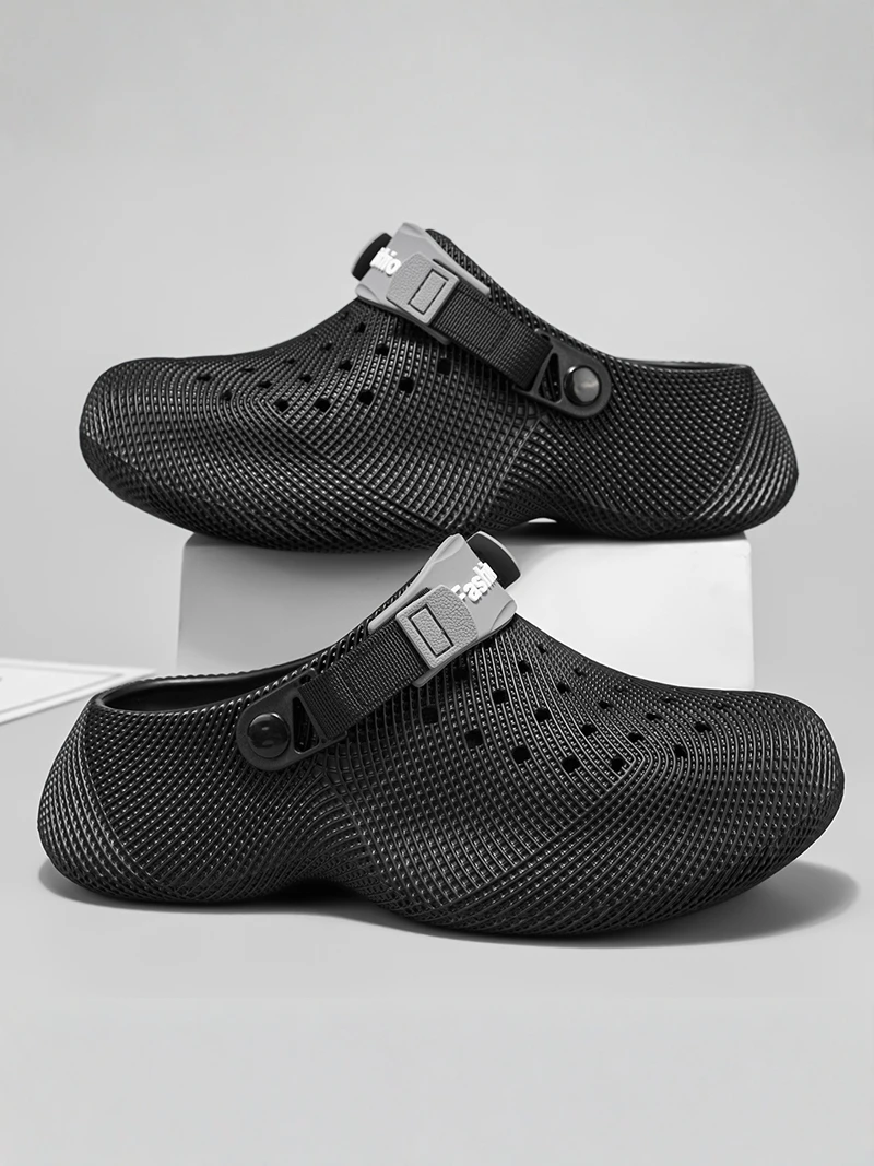 Men's Summer Anti-Slip 3D Patterned Sandals Thick Bottom Beach Shoes Wear-Resistant Casual Slip-On Breathable EVA Material