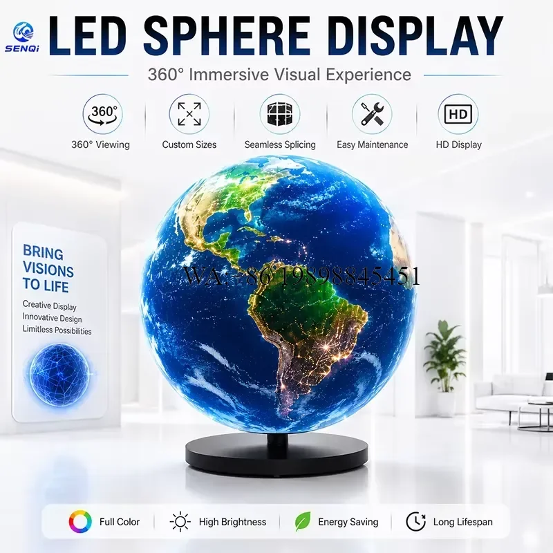 WMWMNU High Quality Shaped LED Globe Screen Globe Diameter 1m 1.5m 2m Sphere Display P2 P2.5 for Exhibition