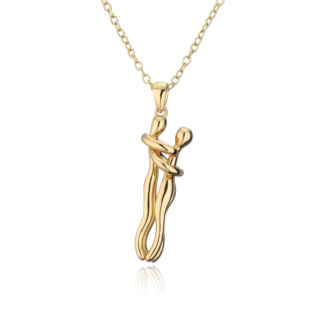 NEWBUY High Quality Gold Color Copper Wedding Jewelry 2022 Fashion Unique Design Women Men Give me a Hug Necklace Wholesale