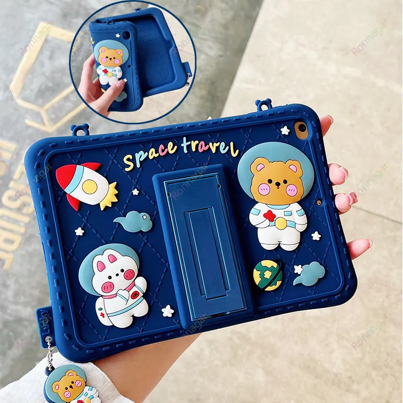 Cartoon Astronaut Tablet Cover For Ipad 5 6 Air2 1 IPad 10.2 Pro 10.5 11 Inch IPad Mini Case 12345 Kids Soft Silicon Shell Funda