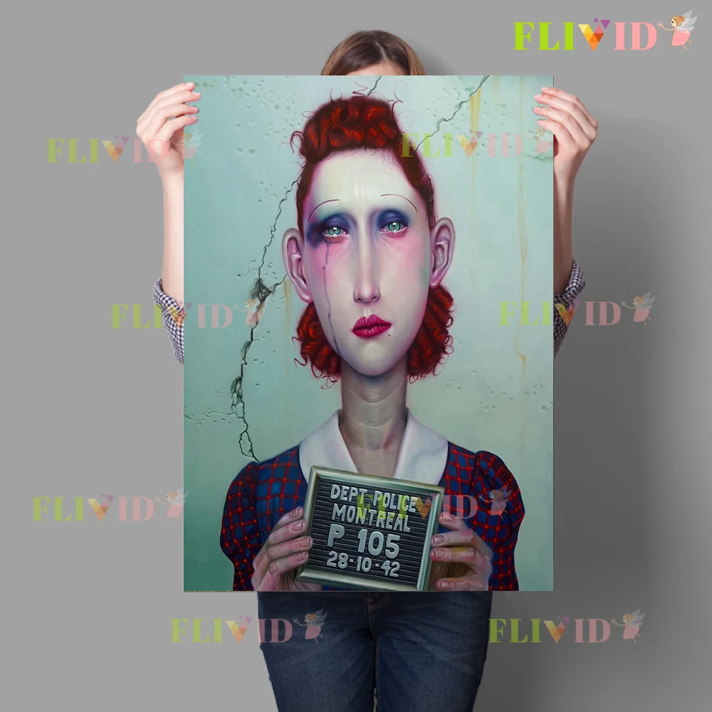 Vintage Police Mugshot Surreal Portrait Art Poster Dark Gothic Aesthetic Wall Art Canvas Painting Studio Decoration Prints