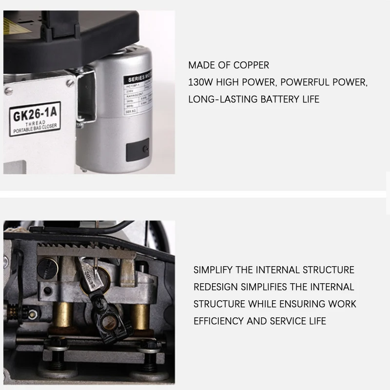 Imagem -06 - Máquina de Costura Elétrica Máquina de Selagem Automática Kit Pacote Selagem Máquina de Costura Doméstico Portátil Têxtil Ferramentas Gk261a